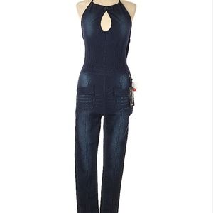 Roma Studio denim halter jumpsuit, NWT